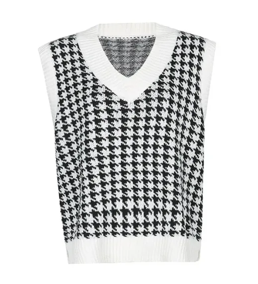 Houndstooth Knit Vest